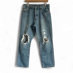 Levi's 501 Distressed Straight Leg Jeans - Blue